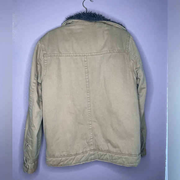 Vintage Aeropostale Utility Sherpa Lined Trucker Jacket Coat Tan - Picture 3 of 4